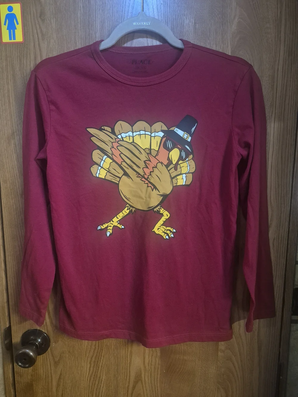 The Children's Place Maroon Long-Sleeve Tee with Turkey Graphic.   Box 46